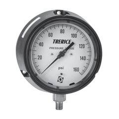 Trerice Process Gauge, 450 Series, 4.5" Dial, Stainless steel movement, Solid Front, Field Liquid Fillable, Turret Case, Micro Adjustable
