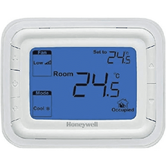 Honeywell Thermostat T6861(T6861H2WB-M) Horizontal - 220V AC, 2Pipe Fan Coil Control, Blue Back light