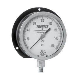 Trerice Industrial Gauge, 500X Series, 41/2", 6", 81/2", 12" Dial, Stainless steel movement, Cast Aluminum Case and Stainless Steel Ring, Micro Adjustable Black Finished Pointer.