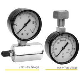 Trerice Test Utility Gauges For Gas or Water Service, Gas Test: 2" Dial with 3/4 NPT Female, Water Test: 2-1/2" Dial with 3/4 NPT Hose Bib, Steel, black painted Case