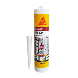 Anti-fungal acetoxy silicone sealant for sanitary applications, Sika Sikasil-117 Sanitary, Transparent, Weathering resistance, 280 ml Cartridge