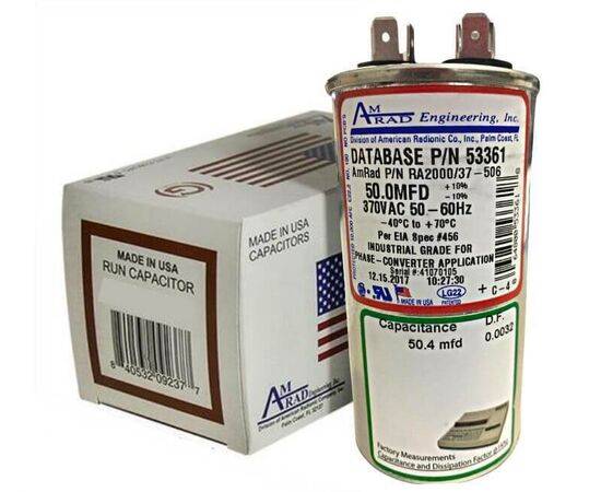 Amrad Capacitor, 370V/440V,Individually Tested, Rust free all brass terminals, UL/CSA Recognized,ROHS 3 compliant, Made in USA