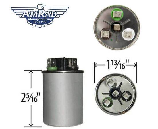 Amrad Capacitor, Round, Turbo 200MINI-IM, Up to 5MFD to 97.5MFD, 370V/440V,Industrial Grade, Part#9000, Made in USA