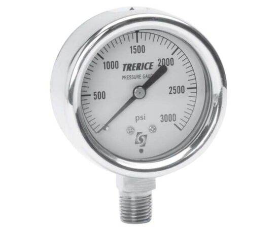 Trerice Industrial Gauge, 875 Series, Dry or Liquid Filled, Forged Brass Case & socket,2-1/2" Dial Sizes,Accuracy:- +2-1-2% Full Scale," ASME B40.100 Grade A, Dry or Liquid Filled , NEMA 4X Protection