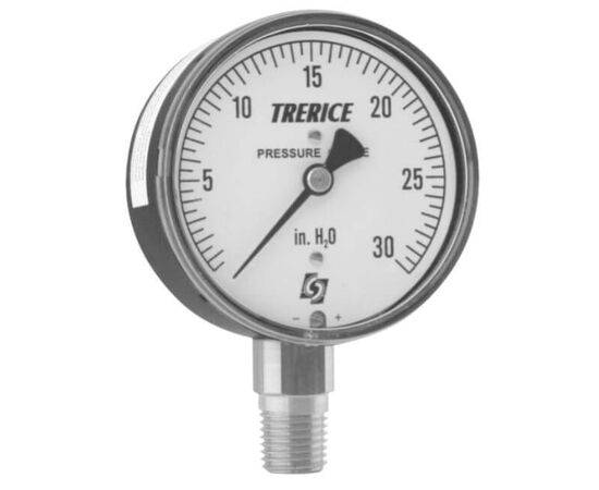 Trerice 760B Specialty Gauges, Low Pressure, Black Finished Steel Case, 2-1/2", 4" Dial Sizes, ±1.6% Accuracy, Brass Movement, Polycarbonate, snap-in Window