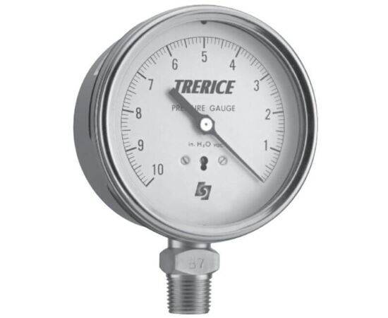 Trerice 765B/766SS Specialty Gauges, Low Pressure, Stainless Steel Steel Case, 2-1/2", 4", 6" Dial Sizes, ±1.6% Accuracy (2-1/2", 4"), ±2.0% Accuracy (6"),  316 Stainless Steel Movement