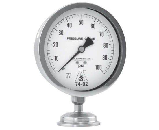 Trerice Specialty Gauges, 700TA Series,Sanitary Gauge with Integrated Diaphragm Seal, 2-1/2", 4" Dial Sizes, Stainless Steel Case, Liquid Fillable , 1-1/2", 2" Tri-clamp Type Connections