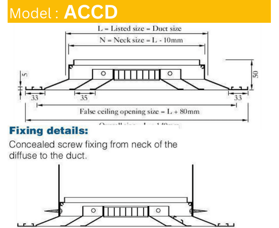 Combined Ceiling Diffuser, ACCD