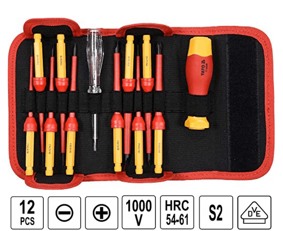 Insulated Changeable Screwdriver Set 12pcs VDE-1000V YT-28290, Yato