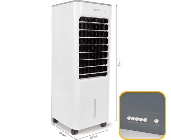 Midea Air Cooler with Remote, Ac100-18B, White Color, 220 - 240 V, 50 Watts, Tank Capacity 4.8 L.