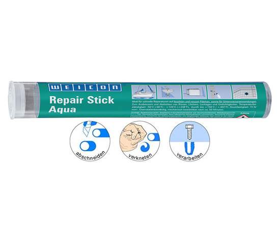 Repair Stick Aqua 115g, Weicon, 2 components special adhesive epoxy resin fast repair of radiators, pool, maritime and underwater areas