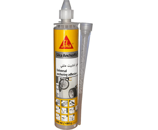 Universal Fast Curing Anchoring Adhesive, Sika Anchorfix S, Grey, Styrenated Polyester-Based 2-Component, 300 Ml Cartridge