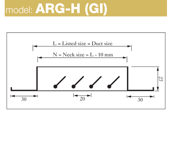 Single Deflection GI Grille, Fixed Horizontal Blade, ARG-H (GI)